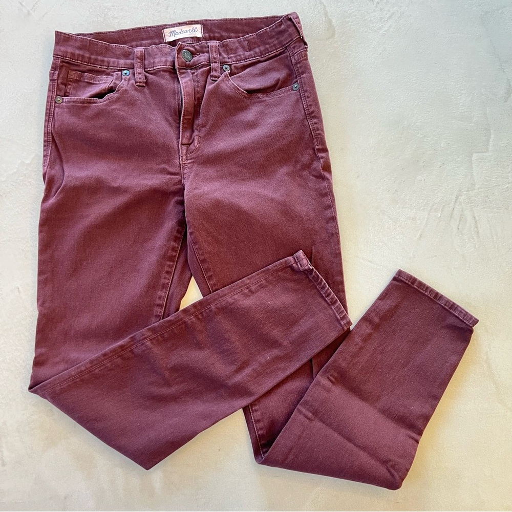MADEWELL 9" High-Rise Skinny Jeans Garment-Dyed, Chocolate Raisin‎ Brown, 27